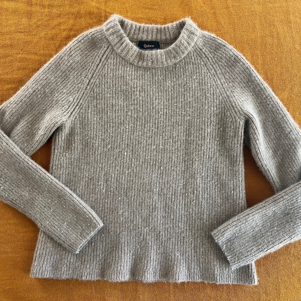 Quince Women's Mongolian Cashmere Fisherman Crewneck Sweater in Teak Size XS